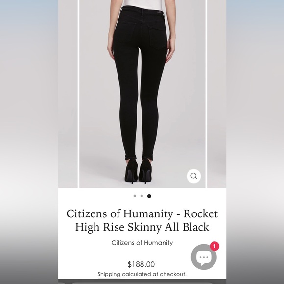 Size 25 Black Citizens of Humanity high rise Rocket jeans - Picture 3 of 7